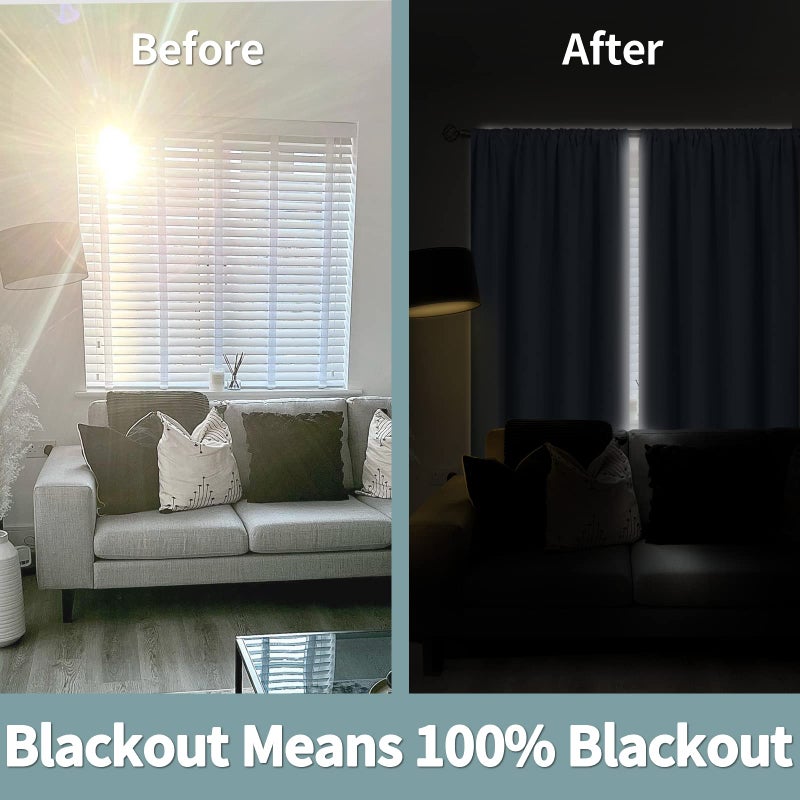 BGment Thermal Insulated 100% Blackout Curtains for Bedroom with Black Liner, Double Layer Full Room Darkening Noise Reducing Rod Pocket Curtain (52 x 63 Inch, Spa Blue, 2 Panels) - Image 3